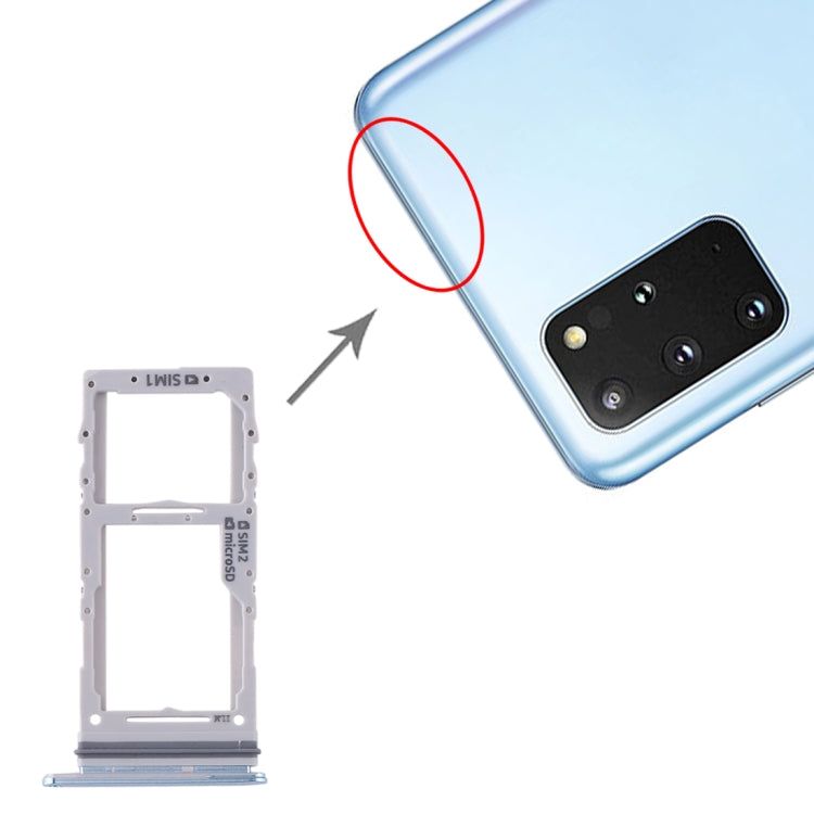 SIM Card Tray and Micro SD Card Tray Set for Samsung Galaxy S20+ / Galaxy S20 Ultra (Blue)