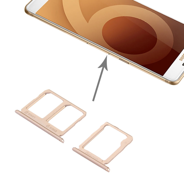 SIM Card Tray + Micro SD Card Tray for Galaxy C9 Pro / C9000(Gold)