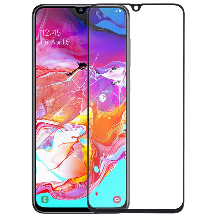 Black Front Outer Glass Lens for Samsung Galaxy A70 - Replacement
