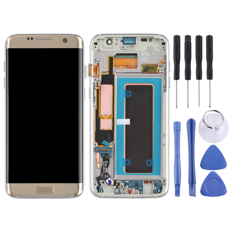 Premium Gold LCD Screen and Digitizer Assembly for Galaxy S7 Edge/G935F/G935FD with Frame and Cables