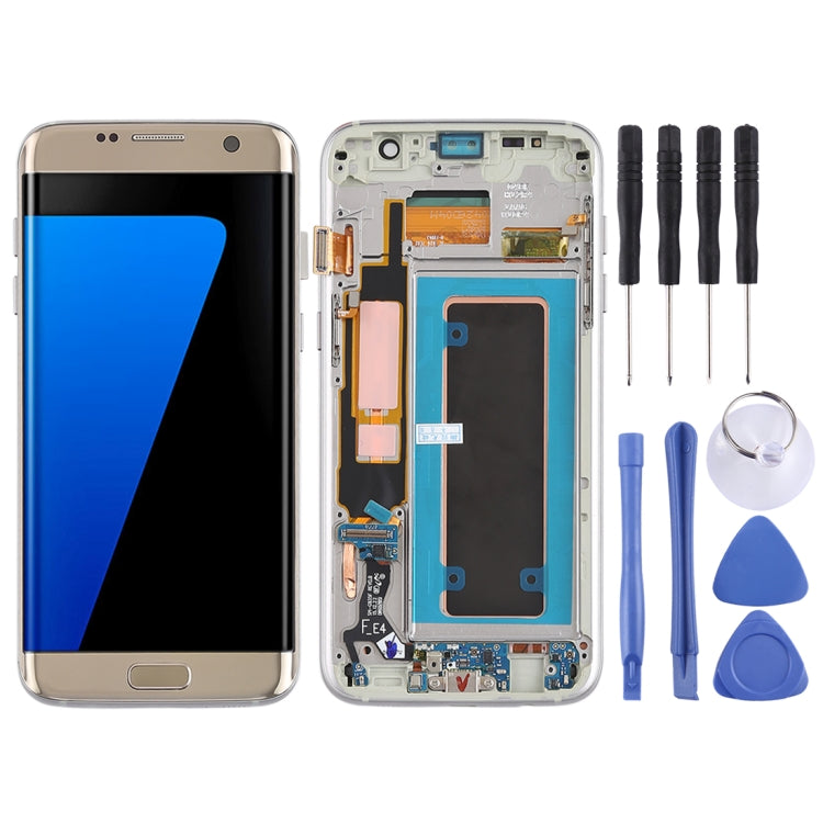 Premium Gold LCD Screen and Digitizer Assembly for Galaxy S7 Edge/G935F/G935FD with Frame and Cables
