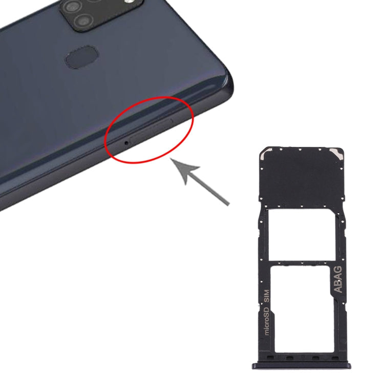 SIM Card Tray + Micro SD Card Tray for Samsung Galaxy A21s(Black)