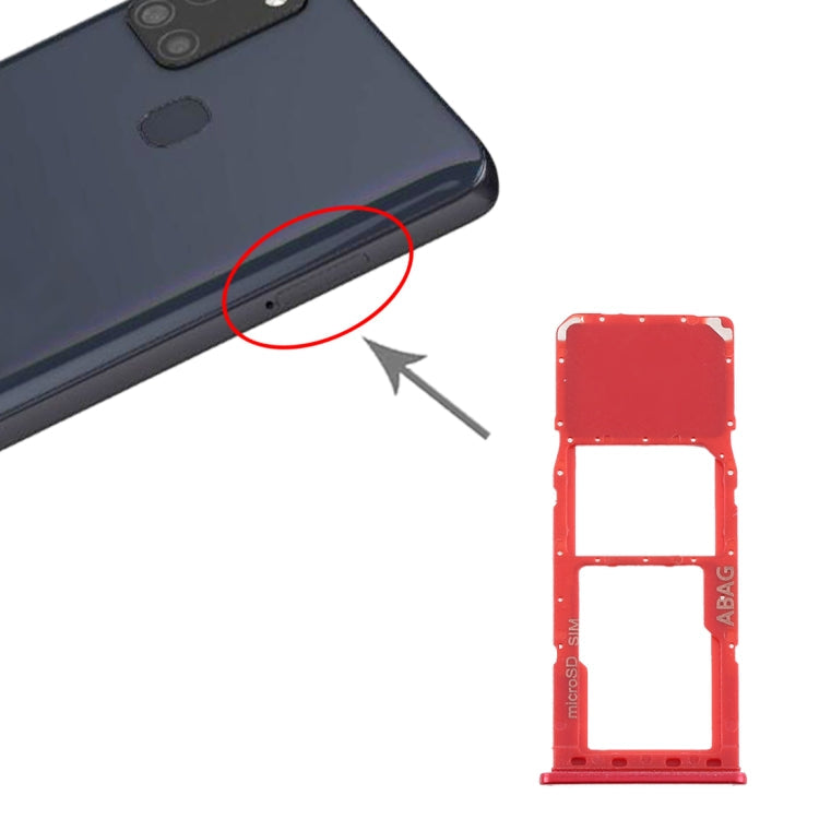SIM Card Tray + Micro SD Card Tray for Samsung Galaxy A21s(Red)
