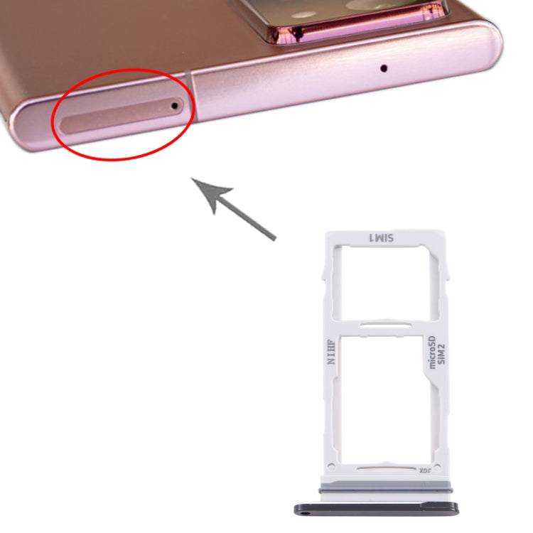 SIM Card Tray and Micro SD Card Tray Replacement for Samsung Galaxy Note20 Ultra (Black)