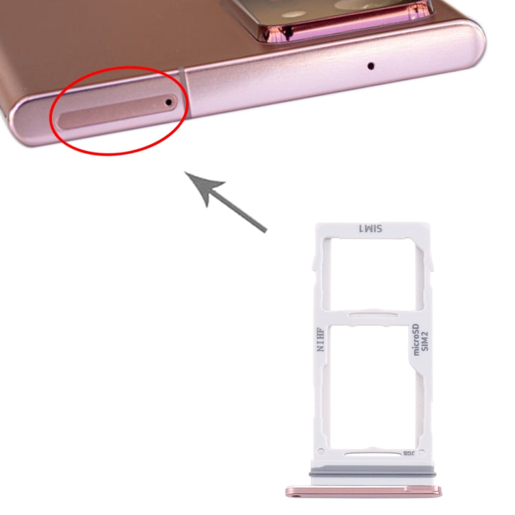 Gold SIM Card Tray + Micro SD Card Tray for Samsung Galaxy Note20 Ultra