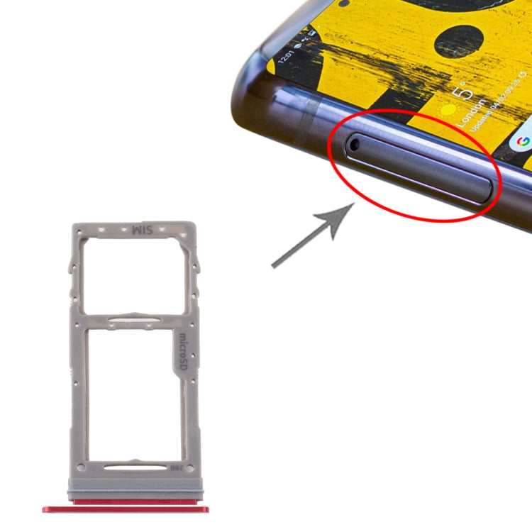 SIM Card Tray + Micro SD Card Tray for Samsung Galaxy Note 10 Lite SM-N770(Red)