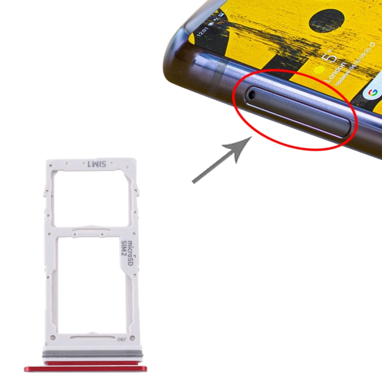 Red SIM Card Tray and Micro SD Card Tray for Samsung Galaxy Note 10 Lite SM-N770