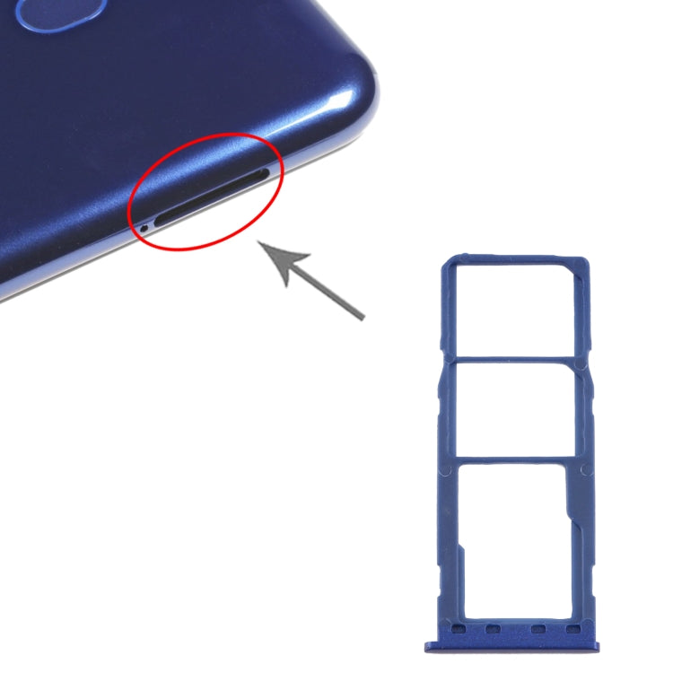 Samsung Galaxy M10 SM-M105 SIM Card Tray and Micro SD Card Tray Replacement Set (Blue)