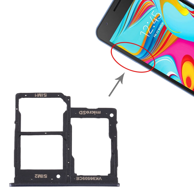 SIM Card Tray and Micro SD Card Tray Replacement Kit for Samsung Galaxy A2 Core SM-A260 (Black)