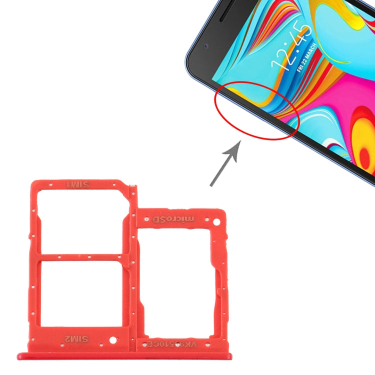 Red SIM Card Tray, SIM Card Tray, and Micro SD Card Tray for Samsung Galaxy A2 Core SM-A260