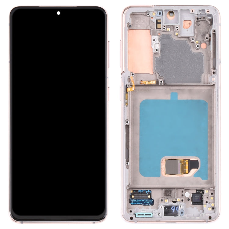 LCD Screen and Digitizer Assembly with Frame for Samsung Galaxy S21/S21 5G SM-G990 SM-G991 (Gold)