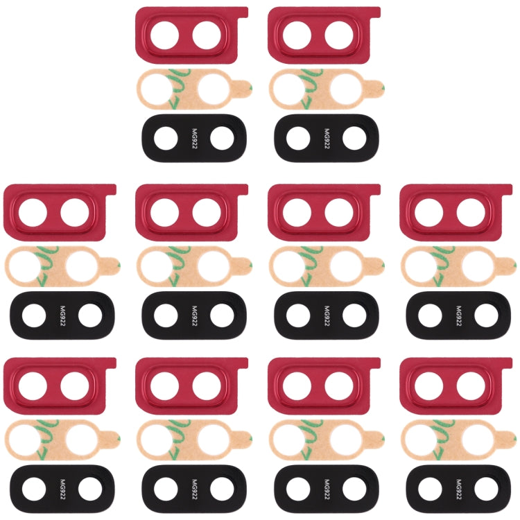 Red Camera Lens Covers for Galaxy A20 - Pack of 10