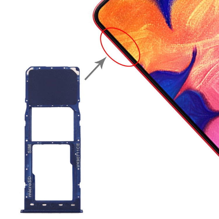 SIM Card Tray + Micro SD Card Tray for Galaxy A10 (Blue)