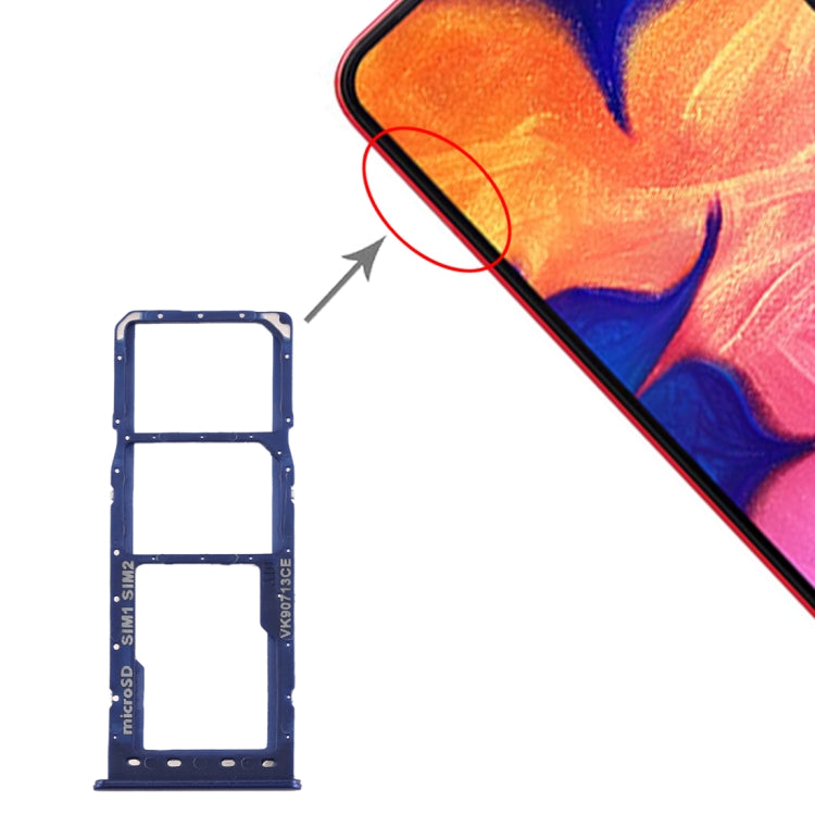 SIM Card Tray + SIM Card Tray + Micro SD Card Tray for Galaxy A10(Blue)