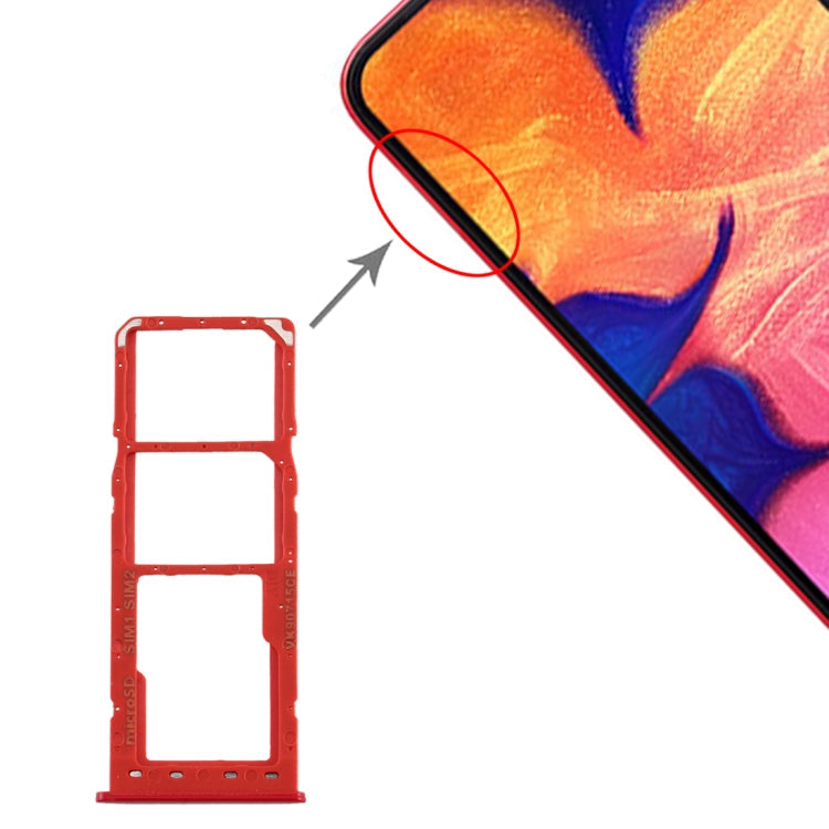 SIM Card Tray + SIM Card Tray + Micro SD Card Tray for Galaxy A10(Red)