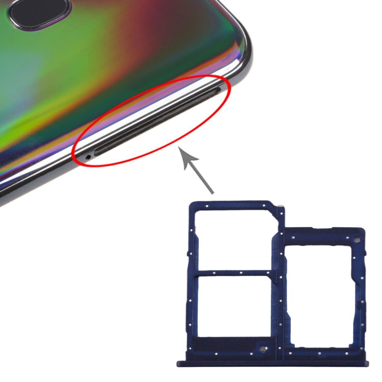 SIM Card Tray + SIM Card Tray + Micro SD Card Tray for Galaxy A40 (Dark Blue)