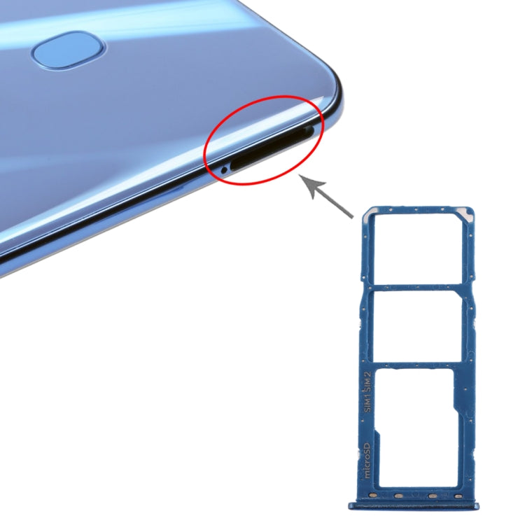 SIM Card Tray + SIM Card Tray + Micro SD Card Tray for Galaxy A20 A30 A50 (Blue)