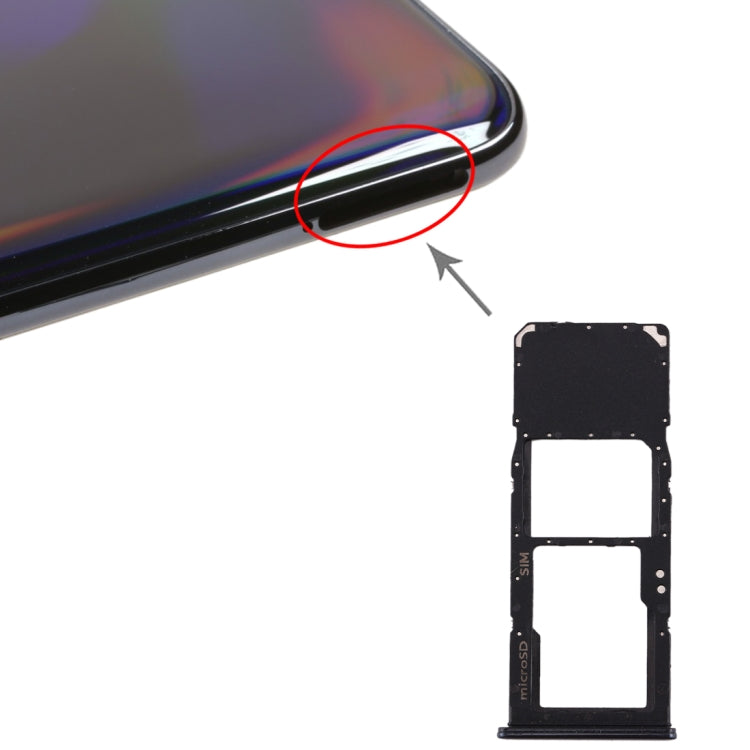 SIM Card Tray + Micro SD Card Tray for Galaxy A70 (Black)