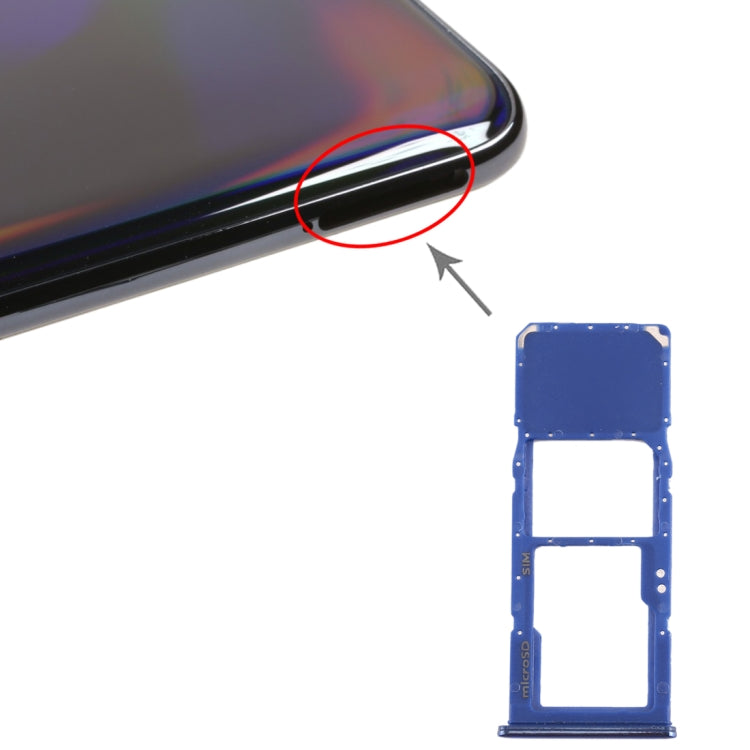 SIM Card Tray + Micro SD Card Tray for Galaxy A70 (Blue)