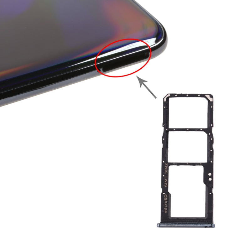 SIM Card Tray + SIM Card Tray + Micro SD Card Tray for Galaxy A70 (Black)