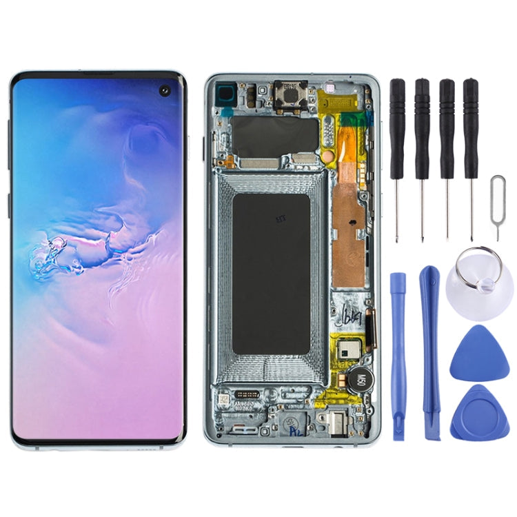 Galaxy S10 4G Blue LCD Screen and Digitizer Full Assembly with Frame