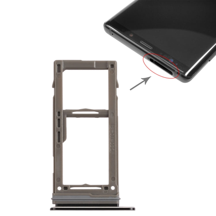 SIM Card Tray +  Micro SD Card Tray for Galaxy Note9 (Black)