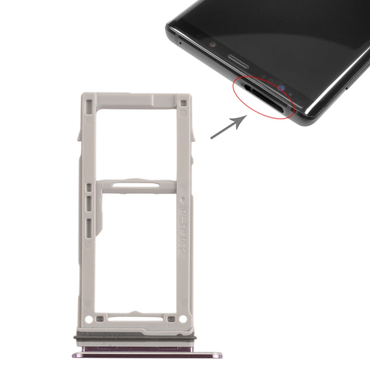 SIM Card Tray and Micro SD Card Tray Replacement for Galaxy Note9 - Purple