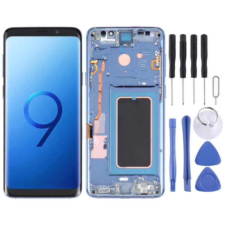 Blue Samsung Galaxy S9 LCD Screen and Digitizer Assembly with Frame