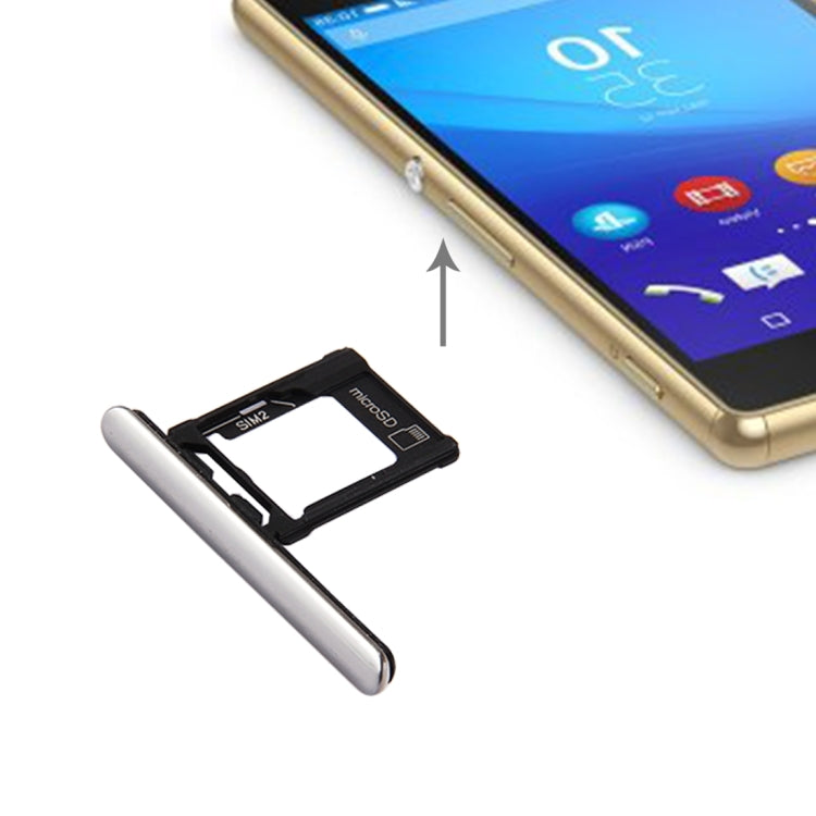 Silver Micro SD / SIM Card Tray + Card Slot Dust Plug for Sony Xperia XZ Premium (Dual SIM Version)
