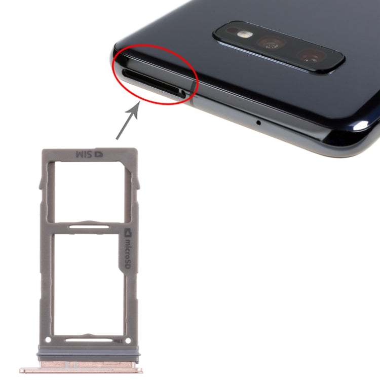 SIM Card Tray + Micro SD Card Tray for Samsung Galaxy S10+ / S10 / S10e(Rose Gold)