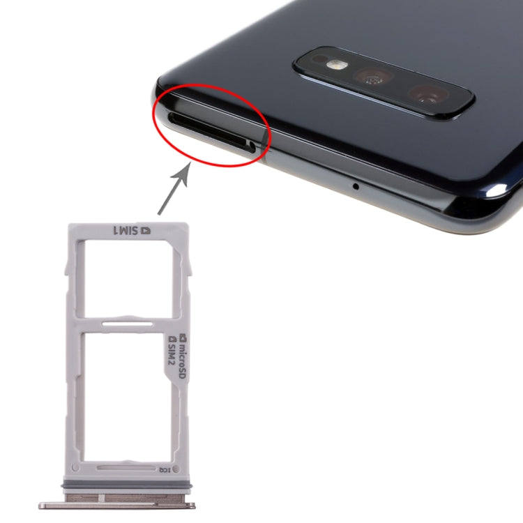 SIM Card Tray + Micro SD Card Tray Replacement for Galaxy S10+/S10/S10e - Black