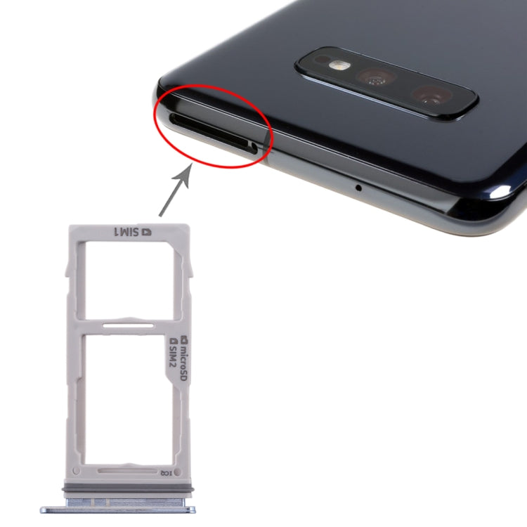 SIM Card Tray and Micro SD Card Tray Replacement Kit for Galaxy S10+ / S10 / S10e in Blue