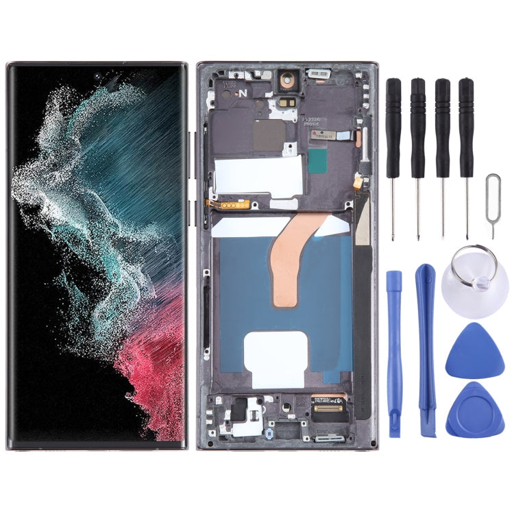 Samsung Galaxy S22 Ultra 5G SM-S908U US Edition OLED LCD Screen Digitizer Full Assembly with Frame (Black)