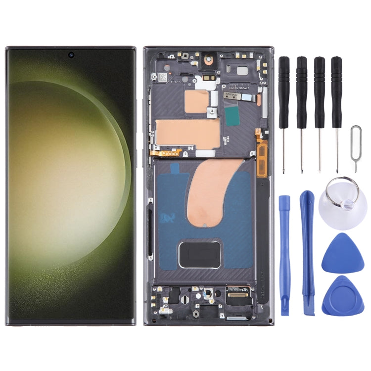 Samsung Galaxy S23 Ultra 5G SM-S918U US Edition OLED LCD Screen Digitizer Full Assembly with Frame (Black)