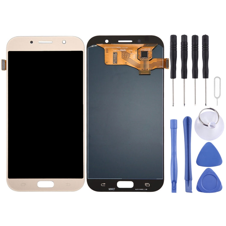 LCD Screen and Digitizer Full Assembly for Galaxy A7 (2017), A720F, A720F/DS (Gold) - Original Replacement