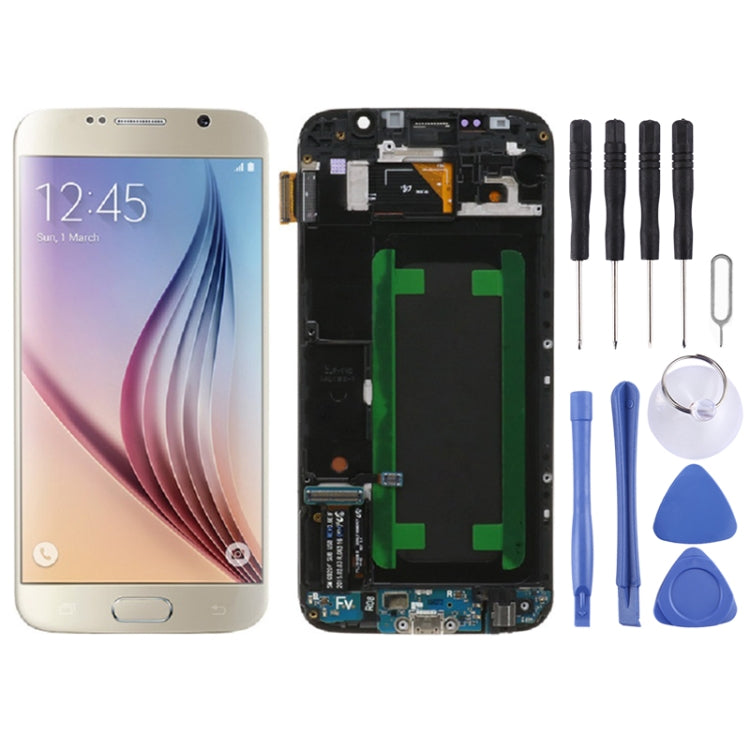 Samsung Galaxy S6 SM-G920F Gold LCD Screen and Digitizer Assembly with Frame