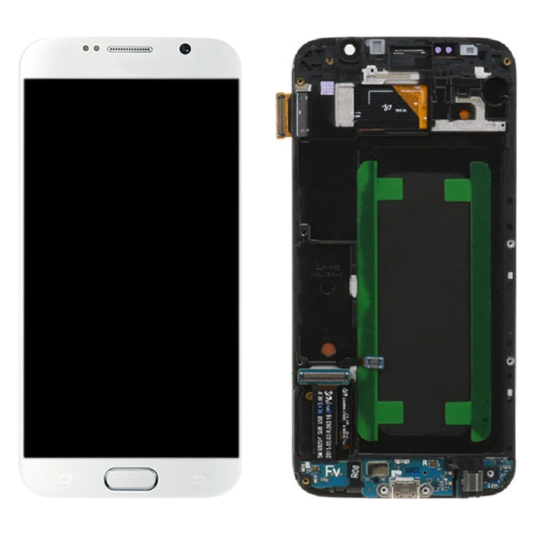 Full Assembly White LCD Screen and Digitizer with Frame for Samsung Galaxy S6 SM-G920F
