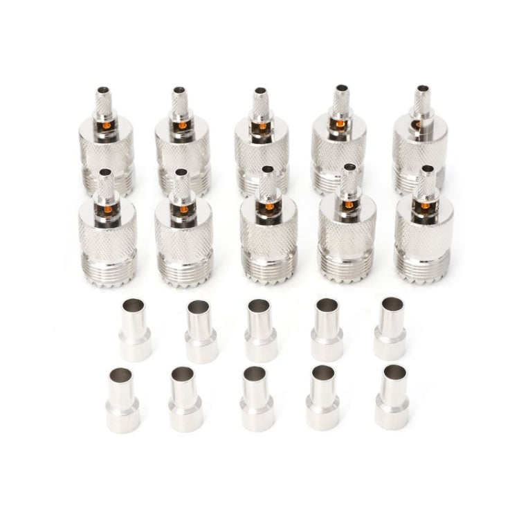 10 Piece UHF Female Jack SO239 Crimped RF Connector Coaxial Adapter
