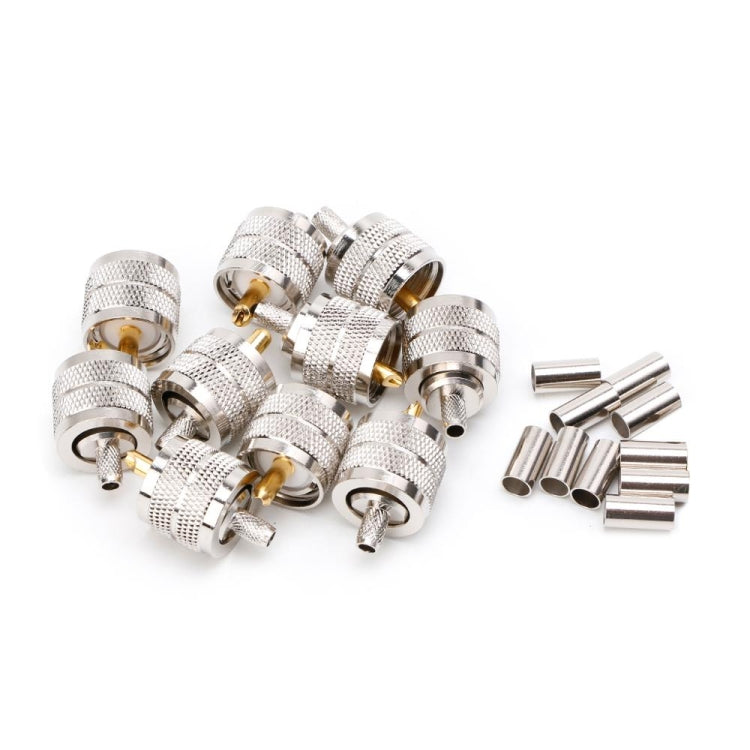 UHF Male PL259 Plug Crimp Connector Adapter - Set of 10