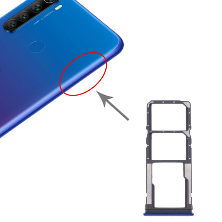SIM Card Tray, Micro SD Card Tray for Xiaomi Redmi Note 8T / Redmi Note 8 (Blue)