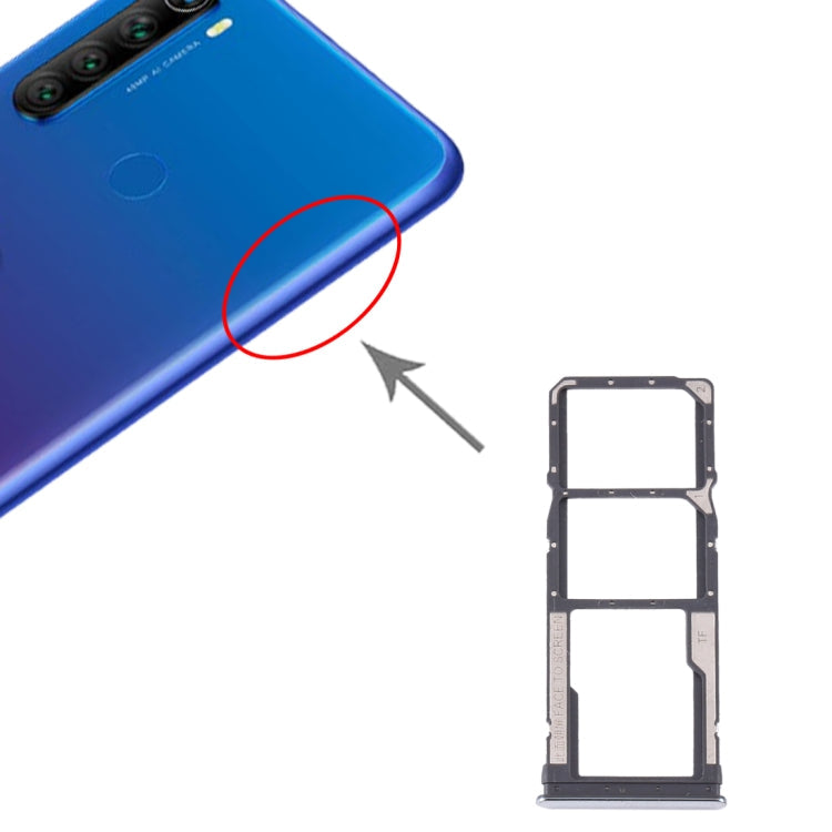 SIM Card Tray and Micro SD Card Tray Set for Xiaomi Redmi Note 8T/Redmi Note 8 (Silver)