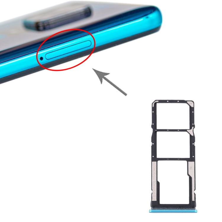 Green SIM Card Tray + Micro SD Card Tray Set for Xiaomi Redmi Note 9S