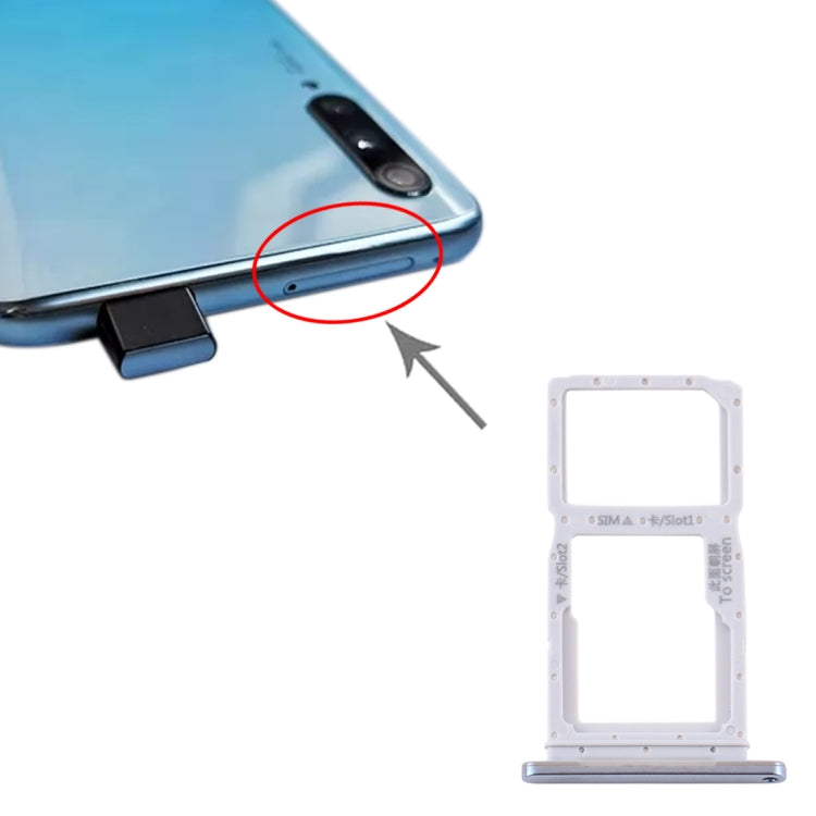 Silver SIM Card Tray + Micro SD Card Tray for Huawei Y9s - Replacement Part