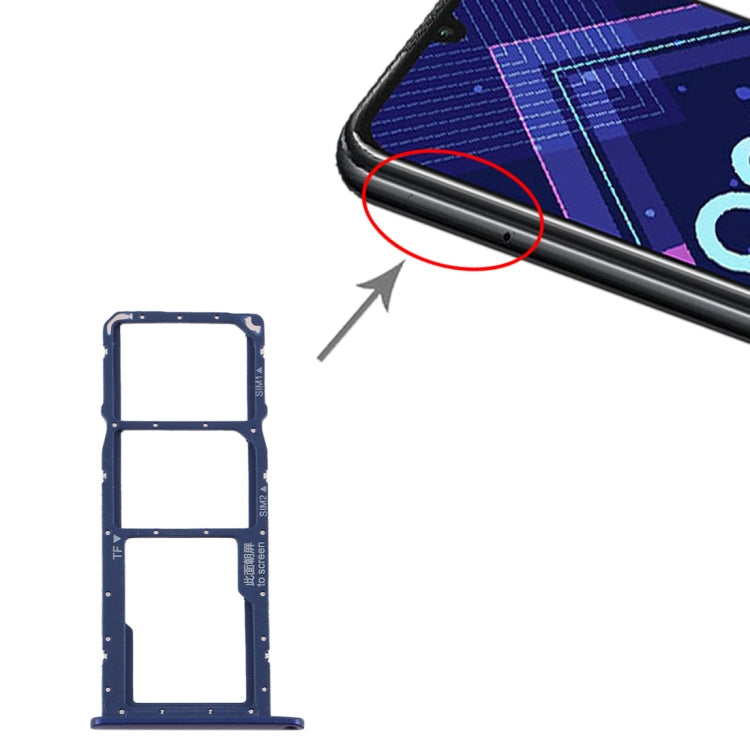 SIM Card Tray, Micro SD Card Tray Combo for Huawei Honor 8A Pro (Blue)
