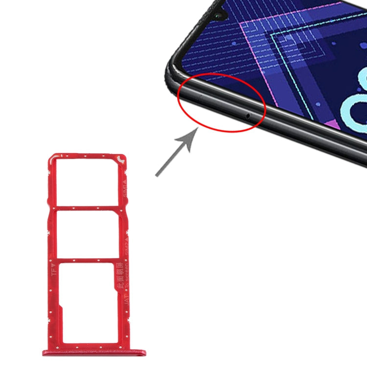 Red SIM Card Tray, Micro SD Card Tray Set for Huawei Honor 8A Pro