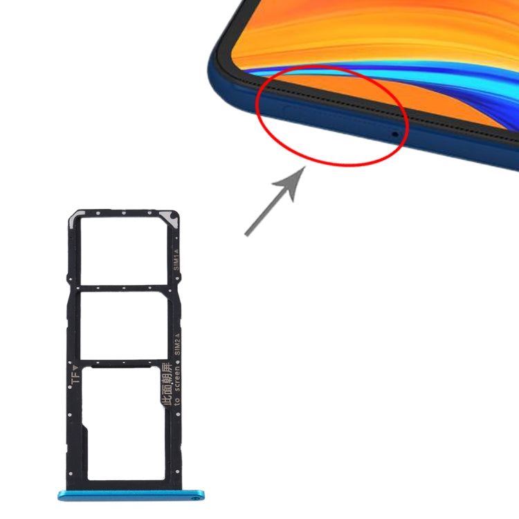 SIM card tray and Micro SD card tray set for Huawei Y6s (2020) in Blue
