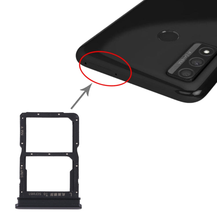 SIM Card Tray + NM Card Tray for Huawei P Smart 2020 (Black)