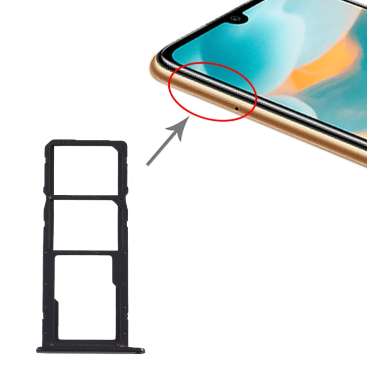 SIM Card Tray, SIM Card Holder, and Micro SD Card Tray Set for Huawei Y6 (2019) (Black)