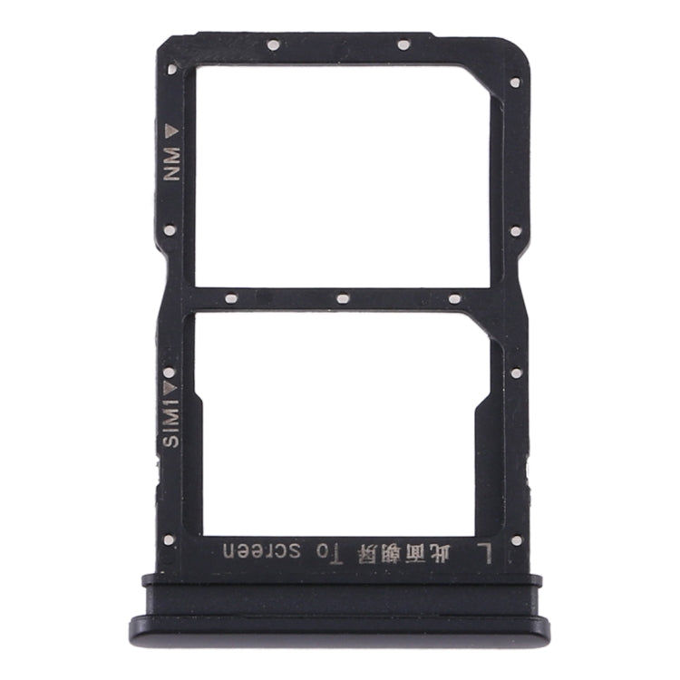 SIM Card Tray + NM Card Tray for Huawei Y8p (Black)