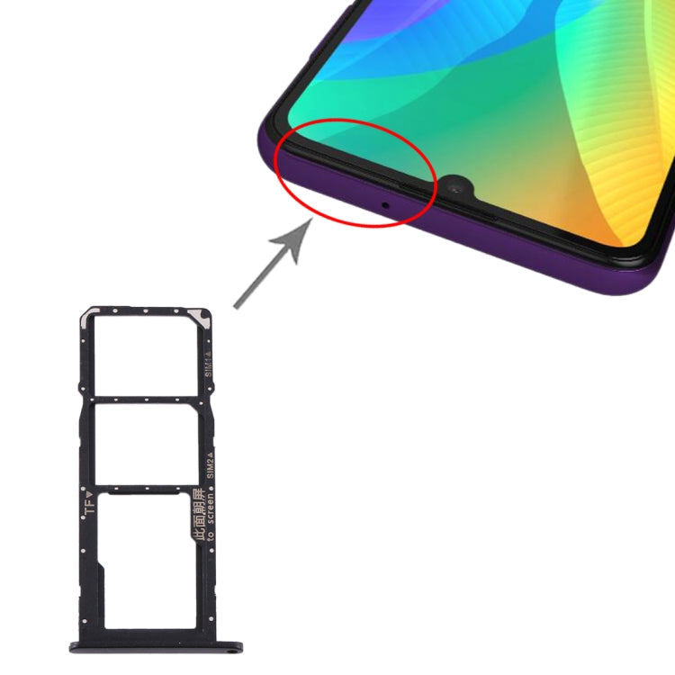 SIM Card Tray, Micro SD Card Tray Replacement for Huawei Y6p (Black)